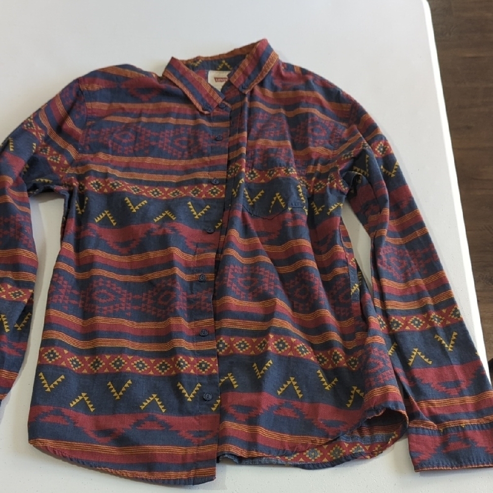 Levi's Men's  Multicolor  Aztec Patterned Button Down Western Shirt M